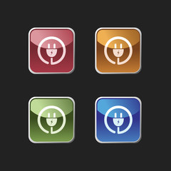 Plug icon on colored square buttons