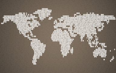 Fototapeta na wymiar Abstract world map with letters of English alphabet. Vector background