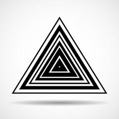Abstract technology triangle with lines, geometric logo, vector