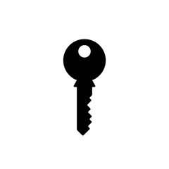 Key icon. Black icon isolated on white background. Key silhouette. Simple icon. Web site page and mobile app design element.