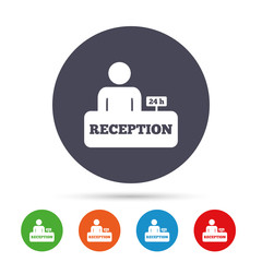 Reception sign icon. Hotel registration table.