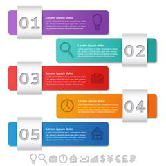 Infographics templates. Infographic frames 5 steps, options, parts, processes. Arrows elements for text, brochure, web design, label. Vector. Info graphic data. Business concept.