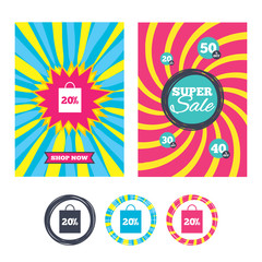 20 percent sale bag tag sign icon.