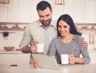 Beautiful couple in kitchen