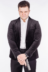 man with pistol. dangerous and criminal concept