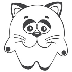 Cute cartoon cat isolated on white background. Vector illustration in sketch style