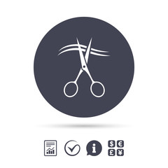 Scissors cut hair sign icon. Hairdresser symbol.