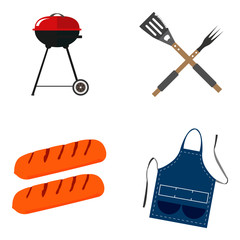 Set of barbecue related objects on a white background, Vector illustration