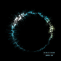 Vector sparkles circle frame. Blue Frame Vector Illustration.