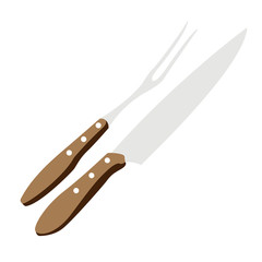 Isolated barbecue fork and knife, Vector illustration