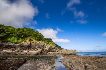 Fototapeta na wymiar A colorful view of the north coast of Devon. Combe Martin Bay. England