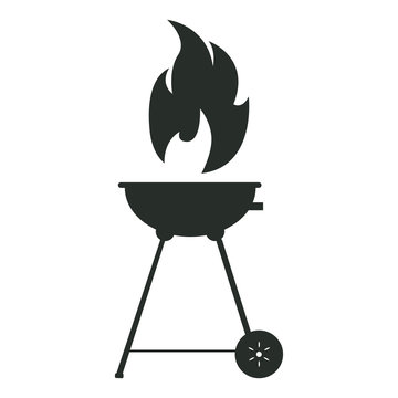 Isolated silhouette of a grill with a flame, Vector illustration