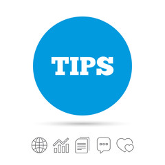 Tips sign icon. Service money symbol.