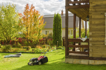 Autumn care in the summer garden in the country.