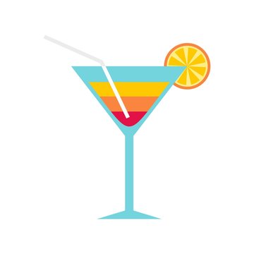 Beach cocktail icon, flat style
