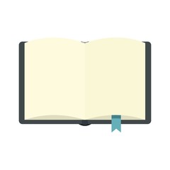 Open book with bookmark icon, flat style