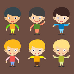 Boy portrait fun happy young expression cute teenager cartoon character and happyness little kid flat human cheerful joy casual childhood life vector illustration.