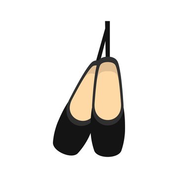 Pointe shoes icon, flat style
