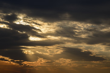 Beautiful clouds at sunset, improbable sky