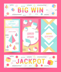 Obraz premium Wektor zestaw wzór geometryczny, ulotki i banery