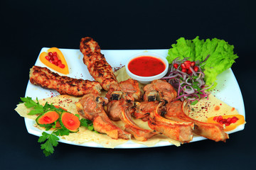 Meat dish. Ribs and barbecue.