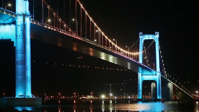 Thuan Phuoc Bridge at night. Da Nang, Vietnam.
