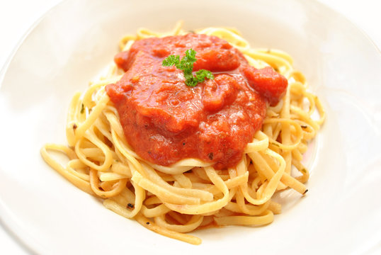 Fettuccine Pasta Served with Tomato Sauce