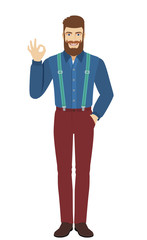 Hipster show a okay hand sign