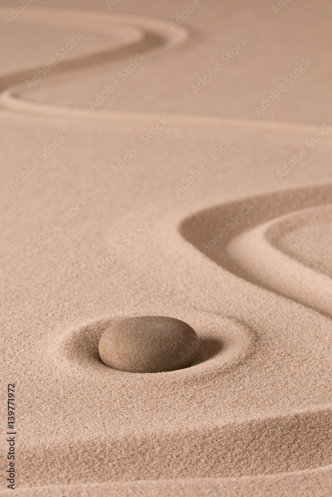 Poster Zen meditation stone and sand garden. Symbol for spirituality harmony and purity...