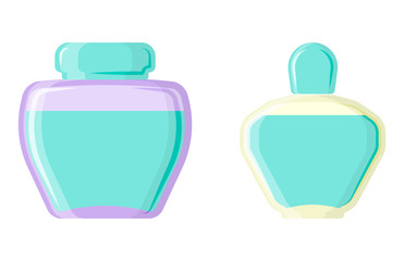 Perfume glamour fashionable beautiful cosmetic bottle and france shiny female packaging tube product female fragrance vector illustration.