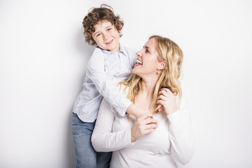 Portrait of mother and son