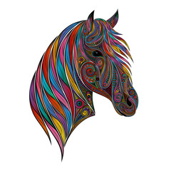 Color vector horse of beautiful patterns