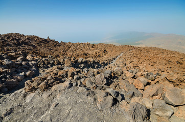 Volcanic landscape geologic detail in teide national park, Tenerife, Canary islands, Spain.