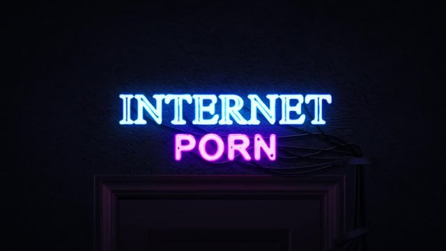 Internet Porn Neon Sign Turning on and Off