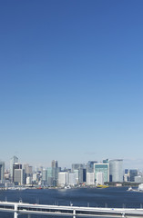 Fototapeta premium 東京都市風景 汐留の高層ビル群 大空コピースペース