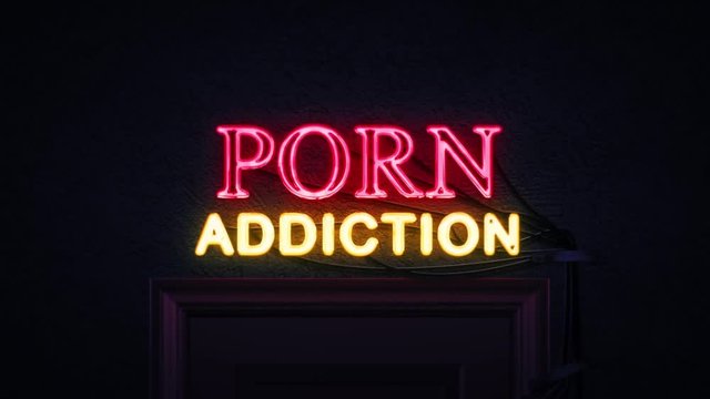 Porn Addiction Neon Sign Turning on and Off