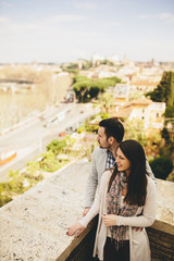 Fototapeta premium Loving couple in Rome , Italy