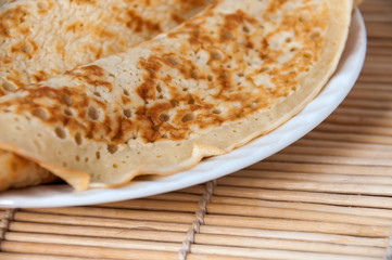 Delicious pancakes on Shrove Tuesday in a plate