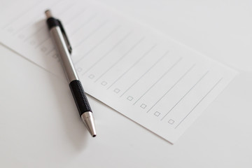 Pen and Paper for making a list