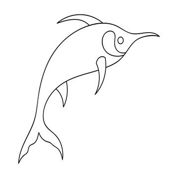 recommend clip art: Marlin fish icon in outline style isolated on white background. Sea animals symbol stock vector illustration.