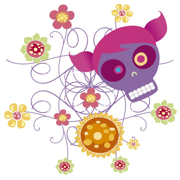skull with flowers 2