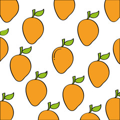 Fototapeta na wymiar mangos pattern fresh fruit drawing icon vector illustration design