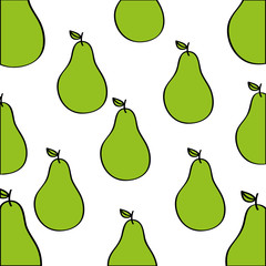 pears pattern fresh fruit drawing icon vector illustration design