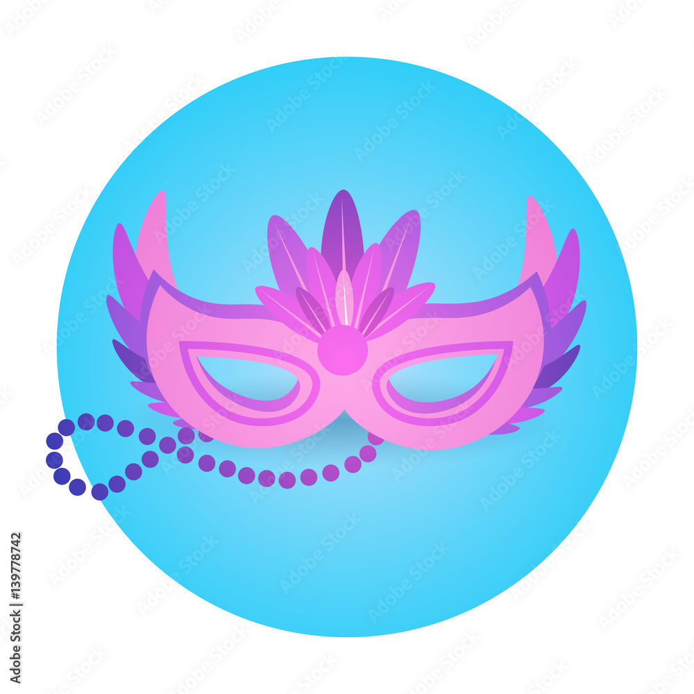 Poster colorful mask icon brazil carnival rio holiday party celebration flat vector illustration