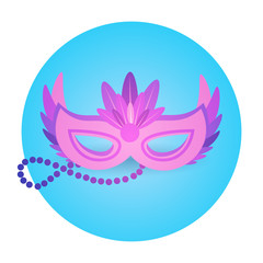 Colorful Mask Icon Brazil Carnival Rio Holiday Party Celebration Flat Vector Illustration