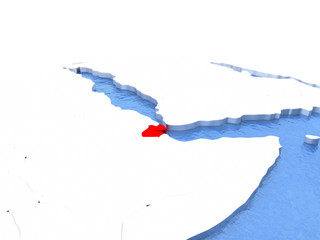 Fototapeta premium Map of Djibouti on globe