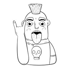 cartoon young punk with a Mohawk