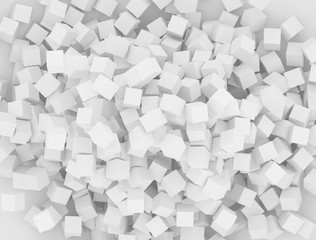 Cubes scattered on the surface. Rendered elements. 3d abstract background. 