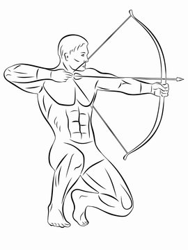 archer illustration, vector drawing