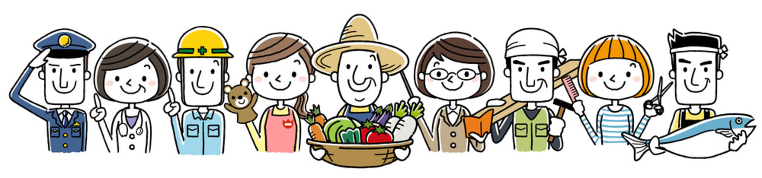 働く人々、職業：集合
